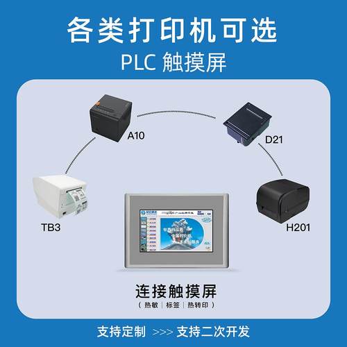 PLC昆仑通态繁标易开步科触摸版屏模打印机签小票关D21黑色量条码