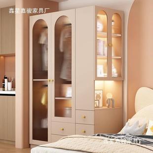 奶油床收纳柜边卧室床风头柜书柜一体床尾衣置物柜夹缝窄储BPV柜