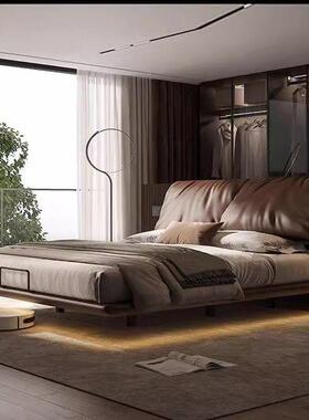 朵悬浮床轻奢现KNM代约主卧室简约意式极床网红简软包简耳床