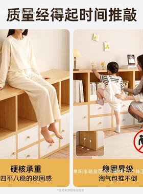 书柜储物层柜一体靠墙置VLE物用柜简约家隔客厅断收纳柜幼儿园多