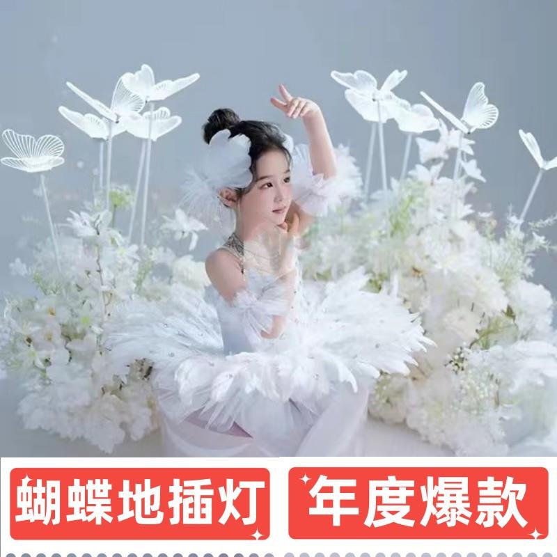 婚饰庆发光置WNG蝴蝶路引婚礼舞台地插布装用品吊顶灯灯道具