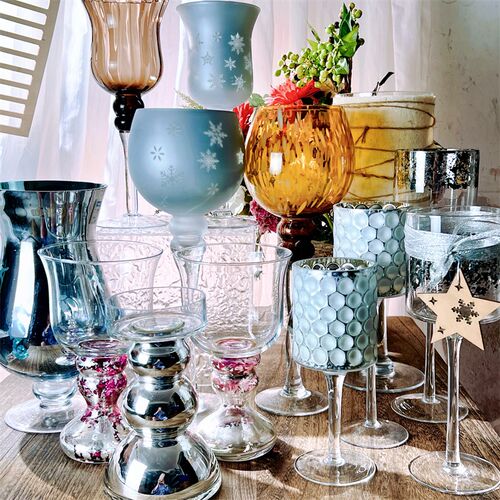 520出口欧式透明高脚玻璃花瓶创意家居饰品蜡烛风灯婚庆路引摆件