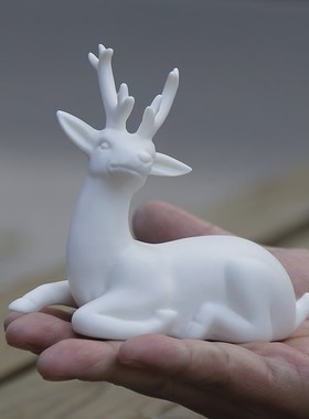 陶瓷盆景摆件园林装饰创招财吉祥动物小鹿艺品客厅白瓷茶宠花宠客