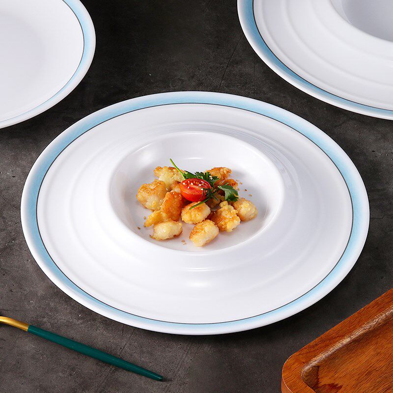 密胺圆盘仿瓷西餐草帽盘酒店餐厅分子料理盘子菜盘摆盘意境菜餐具