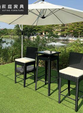 叙庭户外花桌22-7-27-庭院藤编椅阳台墅景区园露台酒别吧藤艺吧台