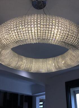 轻奢水吊客灯厅圆环美式吊灯48099设计书师房软装别墅卧室珠晶串