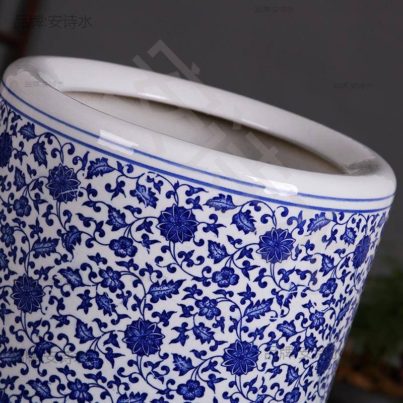 花插卷画AL102120收纳筐箭筒雨伞桶花瓶画缸书帽筒筒瓷器字缸青花