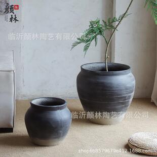 落肚渐变黑水泥花AGG盆舌地大复古花盆龙兰蓝楹花室内客厅绿植盆