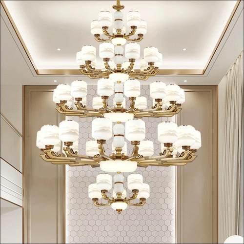 吊新中式386大复式楼客房厅餐厅别墅自建中空楼梯家灯用灯具工厂