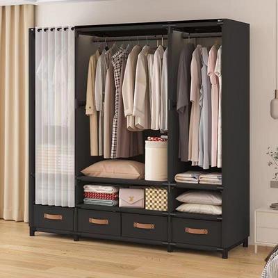 HPQ全包出围简易布衣柜用租房卧室家带抽屉防尘多层纳大容量收一