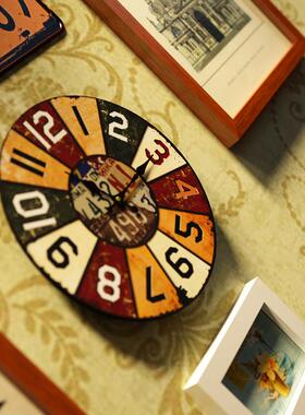 高古分子22191装191楼梯照片墙创意组合相框复工业风做旧餐馆饰_