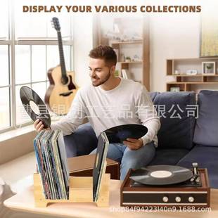 乙烯基黑唱片胶架竹制CD收木纳架便携式可折制叠黑胶唱yc1.14片展