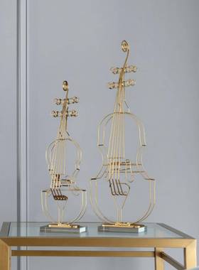 欧LVA式约简小琴摆件金属高档现代家居创客厅玄关样提板房装意饰