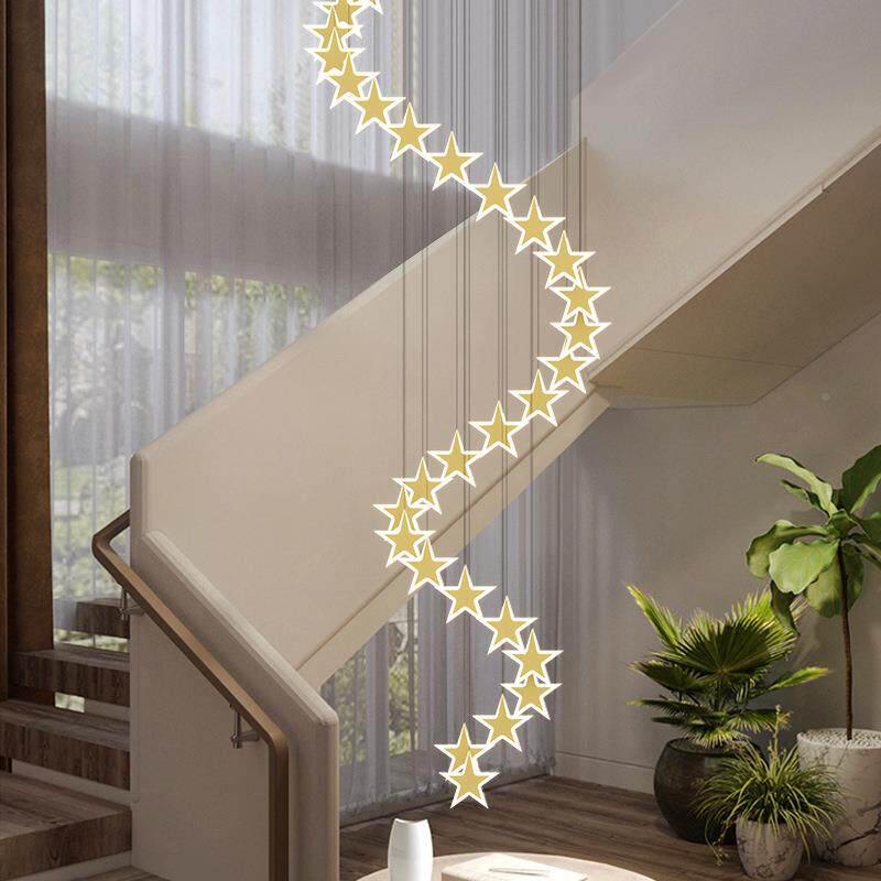 复式楼长吊星线灯墅北欧创意星灯别大厅灯具简532约现代跃楼梯层