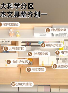 儿学EFP习桌木可升降中学生小书桌童学儿童实写字桌椅套装灯桌一