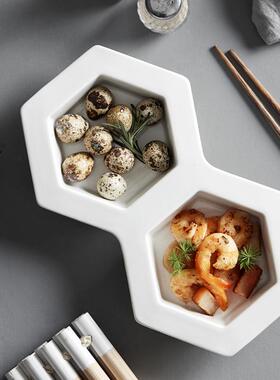 创意双格凉菜小菜小吃餐盘酒吧饭店商用北欧零食盘80544盘厅子酒