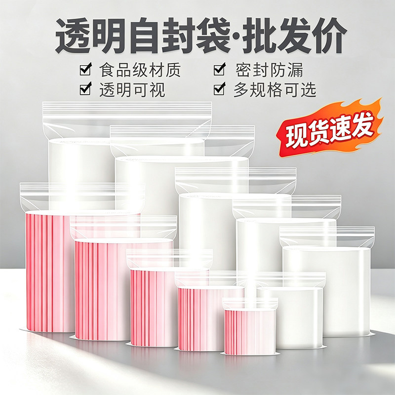 PE自封袋加厚透明密封袋塑料包装袋防水防潮袋子塑料袋工厂直销