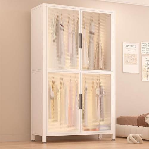 简易组装衣柜卧室家用出租房对开门金属无甲醛收纳柜新款2024工厂