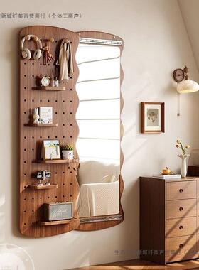 挂镜子身镜推拉可隐藏衣帽架QGR一板体试衣镜家用玄全关壁洞洞穿