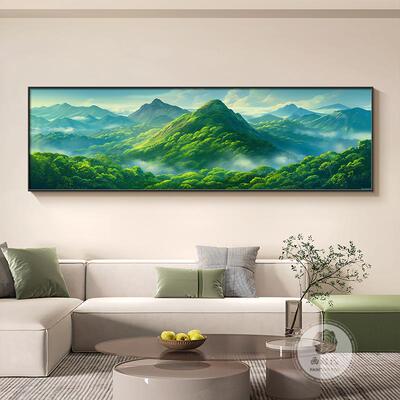 青山图客厅墙装饰画现代简景约气沙大发背景墙挂画背有西靠C6435