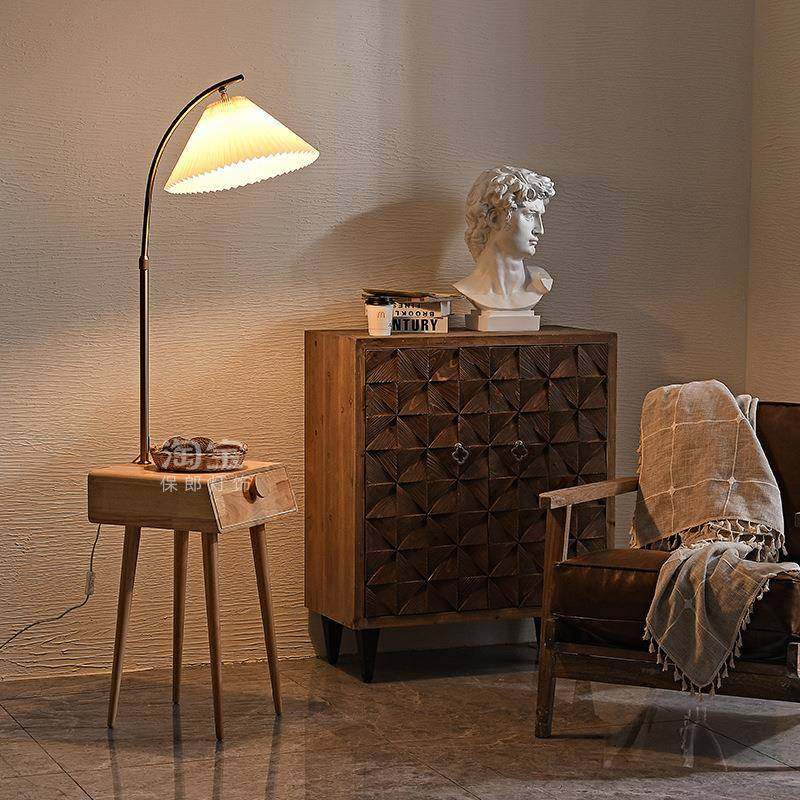 实木落地灯厅沙发旁边网红床日式室卧头柜带抽屉置物40403客架茶