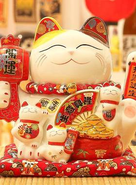 招件财猫摆号自动HF21011摇手家发财猫陶瓷居客厅店铺前台开业大