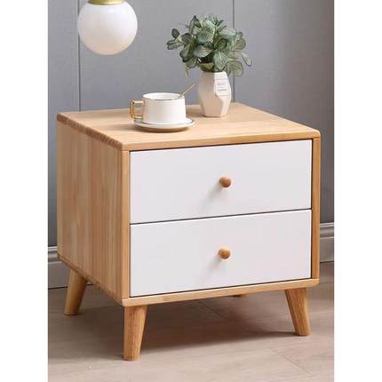 北欧整装全实木床柜头柜卧44009室小型约原木色户床边日式斗柜储