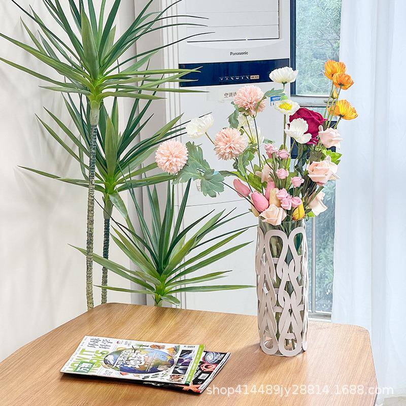 织北欧ins直筒玻璃花瓶客厅轻居奢高级手T02工编书皮革家房桌面摆