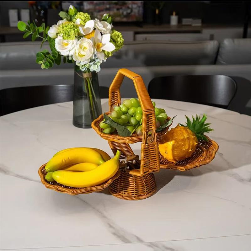 水果篮S2收折叠纳篮仿收纳篮客物厅小篮子果篮装置藤篮编织篮子藤