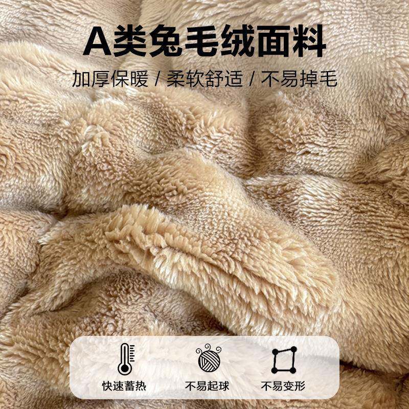 冬季毛绒牛床垫遮盖物家用卧室软垫奶313绒兔床护垫单人学宿生舍