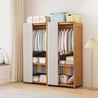 实木开放式衣柜租房经济型结耐用牛布津大容JUB实出量挂衣橱竹