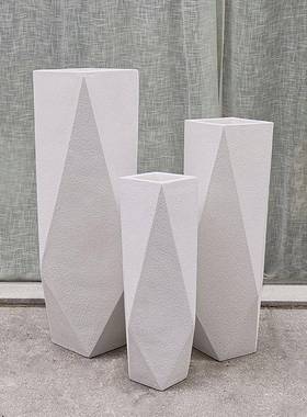 摆玻合璃钢落地大花JY33088瓶喷家砂菱形组居别墅酒店大厅会所花