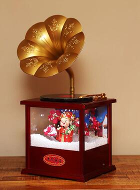 新年围装饰新款创意OPE雪留声飘机摆件酒店商场家品居贺年布景氛