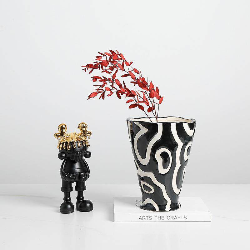 新中式简约店抽象客手绘厅陶瓷图腾NQE花瓶样板间酒书柜家居插花,橡塑材料及制品,工业陶瓷,淘宝优惠券,粉丝福利购,淘宝优惠卷