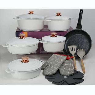 no装 norcookware18件套不粘锅铝锅铝盖套麦饭石压D铸铝NGY珐琅锅