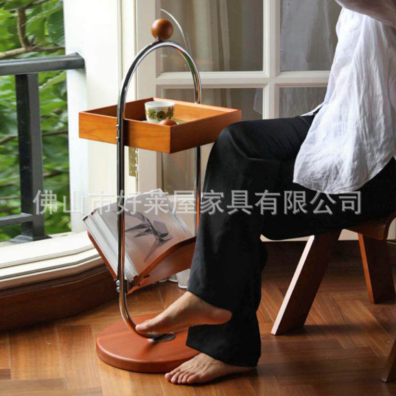 复古Demo边几实木收纳置物架设计师艺术角几双层创意小户型茶几