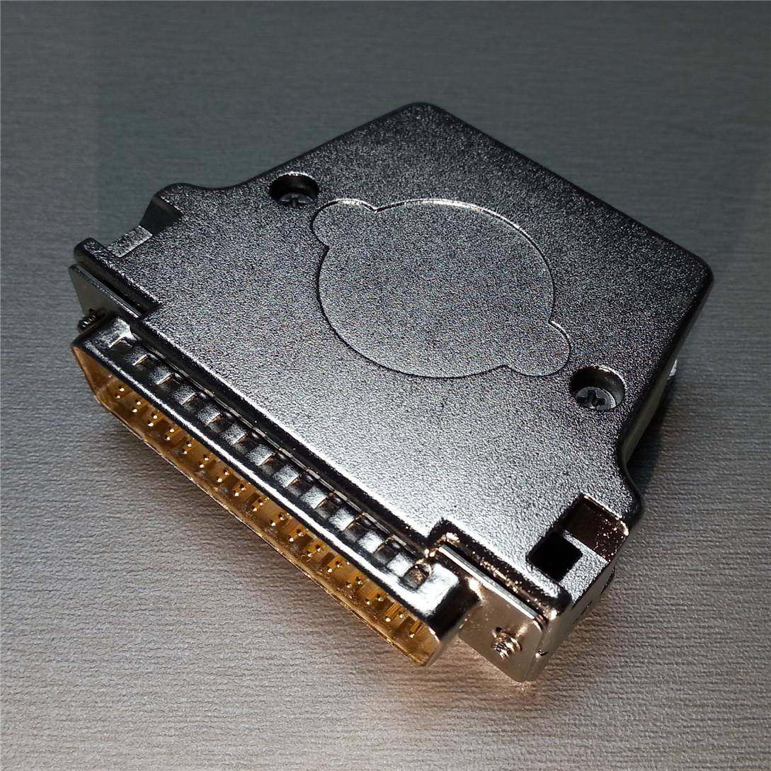 防哈丁d-sub50P直出3孔出线金属外壳高防DB50pin焊线用金属外壳