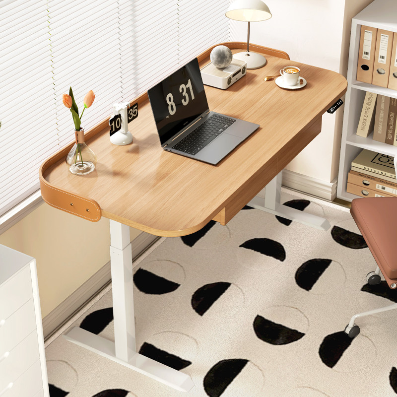 实木电动升降桌2023新款智能书桌卧室客厅工作台办公学习电脑桌