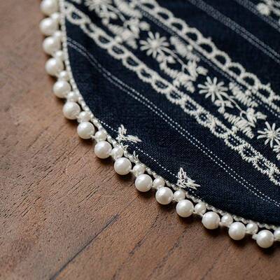 弥言新中民18105族干茶席复古提花双面泡茶席风桌旗轻奢珍珠茶道