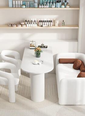 北欧影楼婚纱店接待沙发奶MY-64531油风意沙岩板发洽谈创桌院桌沙