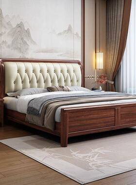 中式乌金木实木床1米榫床卯卡槽主婚卧软靠双人8大1.5m单人储9875