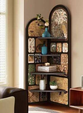 AD-001中古风落地摆件客电角视厅柜旁物边墙面转置架三转角柜角柜