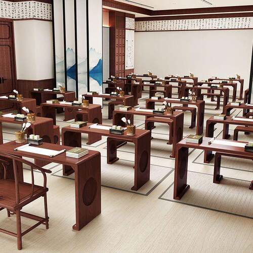 实木书法桌国学桌子茶艺围棋桌古琴桌培训班学生书画桌课桌椅组合
