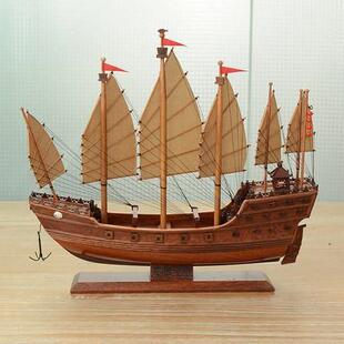 古代帆船模型装饰摆件郑和宝船木质船明朝郑和下西洋仿真木船成品