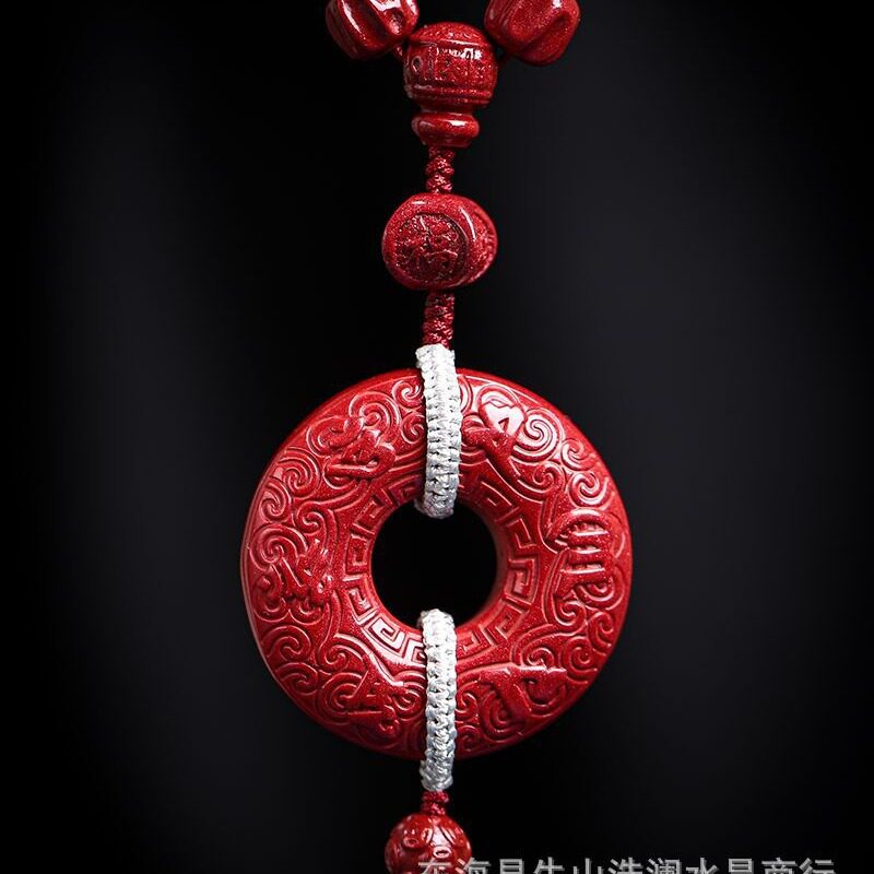 厂家批发紫金砂雕刻莲花心经平安扣车挂平安护身符男女通用饰品
