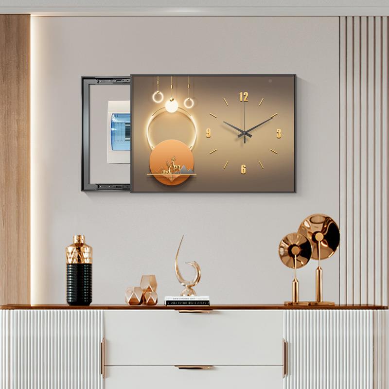 现代轻奢表箱装饰画al202209电遮闸箱电箱挡画简弱约创意带钟表餐