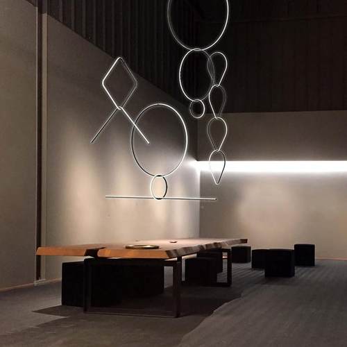 意KMD1010大利r一字长条餐厅吊灯Aran合tgemens复式楼梯几何线条