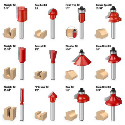 14512件套1/4柄木工铣刀套装修刻边机刀电头木铣雕机铣刀修边刀