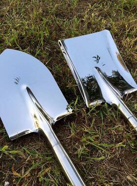 农用园林工具消锹80cm整体无磁防不钢三角柄尖头方长头铁锨94275