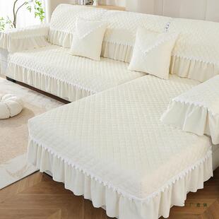 米白色巾欧式沙垫四季通用雪尼F5M8JSJ9尔定防滑沙发套罩发全包制